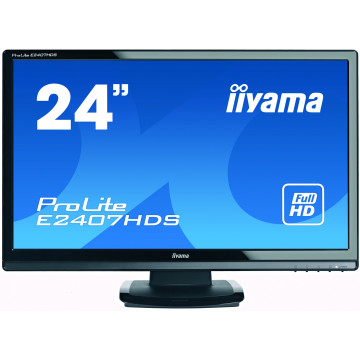 Monitor Iiyama E2407HDS, 24 Inch TN, 1920 x 1080, VGA, DVI, HDMI, Fara picior, Second Hand Monitoare Second Hand