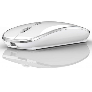 Mouse Nou ABL-M3, 1600dpi, 4 Butoane, Alb, Wireless, USB-A + USB-C Reciever Periferice 1