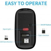Mouse - Mouse Nou ABL-M3, 1600dpi, 4 Butoane, Negru, Wireless, USB-A + USB-C Reciever, Componente & Accesorii Periferice Mouse