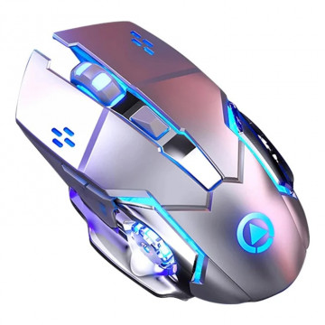 Mouse Nou pentru Gaming, E-Sports A4, 1600dpi, 6 Butoane, RGB, Gri, Wireless Periferice 1