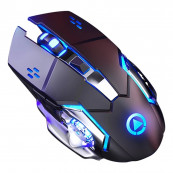 Mouse Nou pentru Gaming, E-Sports A4, 1600dpi, 6 Butoane, RGB, Negru, Wireless Periferice