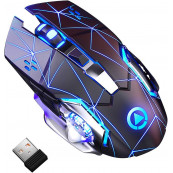 Mouse - Mouse Nou pentru Gaming, E-Sports A4, 1600dpi, 6 Butoane, RGB, Star Black, Wireless, Componente & Accesorii Periferice Mouse