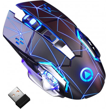 Mouse Nou pentru Gaming, E-Sports A4, 1600dpi, 6 Butoane, RGB, Star Black, Wireless Periferice 1