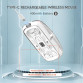 Mouse Nou M133, 2400dpi, 5 Butoane, Indicator Nivel Baterie, Transparent, Alb, Wireless + Bluetooth Periferice