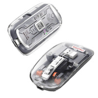 Mouse Nou M133, 2400dpi, 5 Butoane, Indicator Nivel Baterie, Transparent, Gri, Wireless + Bluetooth
