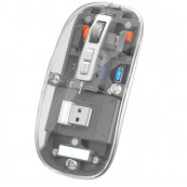 Mouse - Mouse Nou M133, 2400dpi, 5 Butoane, Indicator Nivel Baterie, Transparent, Gri, Wireless + Bluetooth, Componente & Accesorii Periferice Mouse