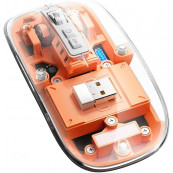 Mouse - Mouse Nou M133, 2400dpi, 5 Butoane, Indicator Nivel Baterie, Transparent, Portocaliu, Wireless + Bluetooth, Componente & Accesorii Periferice Mouse