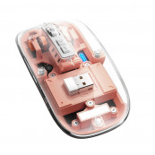 Mouse - Mouse Nou M133, 2400dpi, 5 Butoane, Indicator Nivel Baterie, Transparent, Roz, Wireless + Bluetooth, Componente & Accesorii Periferice Mouse