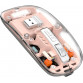 Mouse Nou M133, 2400dpi, 5 Butoane, Indicator Nivel Baterie, Transparent, Roz, Wireless + Bluetooth Periferice