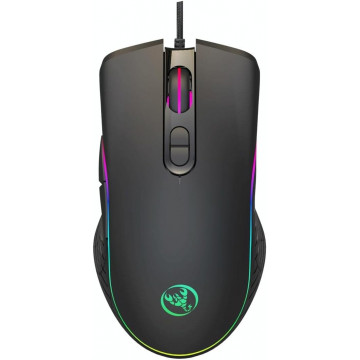 Mouse Nou pentru Gaming, HXSJ A867, 6400dpi, 7 Butoane, RGB, Negru, Cu Fir Periferice
