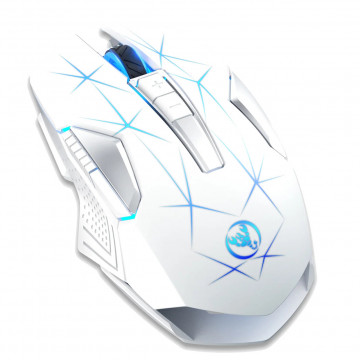 Mouse Nou pentru Gaming, HXSJ T300, 2400dpi, 7 Butoane, RGB, Alb, Wireless Periferice 1