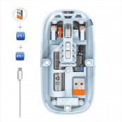 Mouse - Mouse Nou M233, 1600dpi, 5 Butoane, Indicator Nivel Baterie, Transparent, Albastru, Wireless + Bluetooth, Componente & Accesorii Periferice Mouse