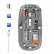 Periferice - Mouse Nou M233, 1600dpi, 5 Butoane, Indicator Nivel Baterie, Transparent, Gri, Wireless + Bluetooth, Componente & Accesorii Periferice