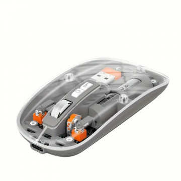 Mouse Nou M233, 1600dpi, 5 Butoane, Indicator Nivel Baterie, Transparent, Gri, Wireless + Bluetooth Periferice 1