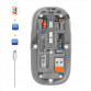 Mouse Nou M233, 1600dpi, 5 Butoane, Indicator Nivel Baterie, Transparent, Gri, Wireless + Bluetooth Periferice