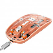 Mouse - Mouse Nou M233, 1600dpi, 5 Butoane, Indicator Nivel Baterie, Transparent, Portocaliu, Wireless + Bluetooth, Componente & Accesorii Periferice Mouse