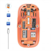 Periferice - Mouse Nou M233, 1600dpi, 5 Butoane, Indicator Nivel Baterie, Transparent, Portocaliu, Wireless + Bluetooth, Componente & Accesorii Periferice