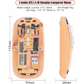 Mouse - Mouse Nou M233, 1600dpi, 5 Butoane, Indicator Nivel Baterie, Transparent, Roz, Wireless + Bluetooth, Componente & Accesorii Periferice Mouse