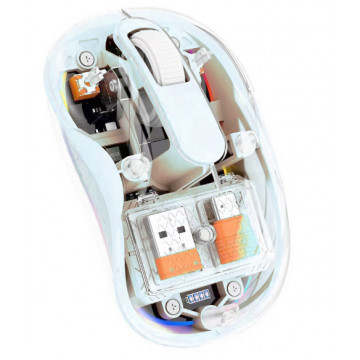Mouse Nou M333, 2400dpi, 3 Butoane, Indicator Nivel Baterie, Transparent, RGB, Albastru, USB-A + USB-C, Wireless + Bluetooth Periferice 1