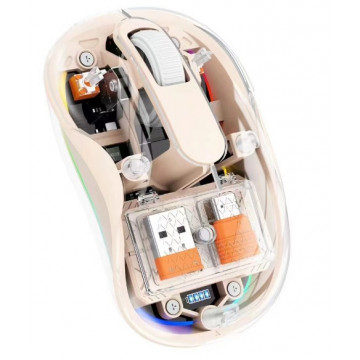 Mouse Nou M333, 2400dpi, 3 Butoane, Indicator Nivel Baterie, Transparent, RGB, Crem, USB-A + USB-C, Wireless + Bluetooth Periferice 1