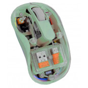 Mouse - Mouse Nou M333, 2400dpi, 3 Butoane, Indicator Nivel Baterie, Transparent, RGB, Verde, USB-A + USB-C, Wireless + Bluetooth, Componente & Accesorii Periferice Mouse