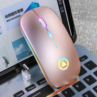 Mouse Nou YINDIAO A2, 1600dpi, 4 Butoane, RGB, Roz-Gold, Wireless