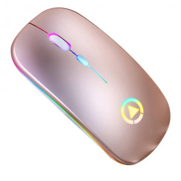 Mouse Nou YINDIAO A2, 1600dpi, 4 Butoane, RGB, Roz-Gold, Wireless Periferice 1