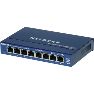 Switch Netgear GS108GE, 8 porturi x 10/100/1000 Mbps, fara management, Second Hand Retelistica