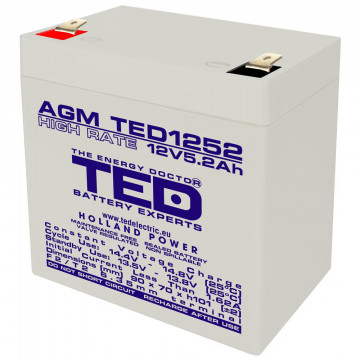 Acumulator Nou TED 1252, AGM VRLA, 12V 5.2Ah High Rate F2 Retelistica 1
