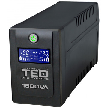 UPS TED Line Interactive 1600VA/900W, display LCD, 4 x Schuko Retelistica 1