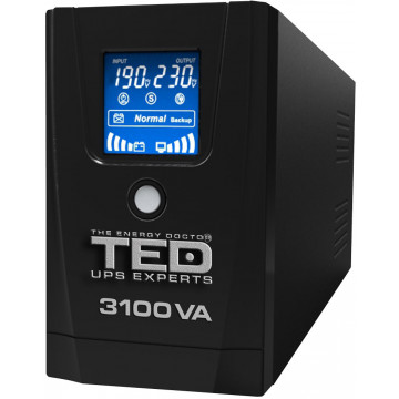 UPS TED Line Interactive 3100VA/1800W, display LCD, 3x Schuko Retelistica