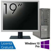 Pachet Calculator DELL 3020 SFF, Intel Core i3-4150 3.50GHz, 4GB DDR3, 500GB SATA, DVD-ROM + Monitor 19 Inch + Windows 10 Pro