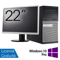 Pachet Calculator Dell OptiPlex 7010 Tower, Intel Core i5-3470 3.20GHz, 4GB DDR3, 500GB SATA, DVD-RW + Monitor 22 Inch + Windows 10 Pro