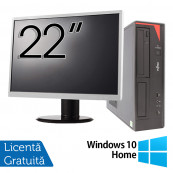 Pachet Refurbished Calculator Fujitsu E420 Desktop, Intel Core i5-4460 3.20GHz, 16GB DDR3, 240GB SSD, DVD-RW + Monitor 22 Inch + Windows 10 Home Pachet Calculator + Monitor