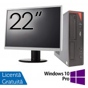 Pachet Refurbished Calculator Fujitsu E420 Desktop, Intel Core i5-4460 3.20GHz, 16GB DDR3, 480GB SSD, DVD-RW + Monitor 22 Inch + Windows 10 Pro Pachet Calculator + Monitor