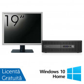 Pachet Calculator HP 800 G2 SFF, Intel Core i5-6500 3.20GHz, 8GB DDR4, 120GB SSD + Monitor 19 Inch + Windows 10 Home, Refurbished Oferte Pachete IT