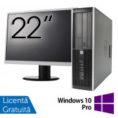 Pachet Calculator HP 6300 SFF, Intel Pentium G2020 2.90GHz, 4GB DDR3, 500GB SATA, DVD-RW + Monitor 22 Inch + Windows 10 Pro, Refurbished Oferte Pachete IT