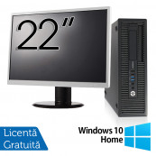 Pachet Calculator HP 400 G1 SFF, Intel Core i5-4570 3.20GHz, 8GB DDR3, 240GB SSD, DVD-RW + Monitor 22 Inch + Windows 10 Home, Refurbished Oferte Pachete IT
