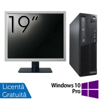 Pachet Calculator LENOVO Thinkcentre M83 SFF, Intel Core i3-4130 3.40GHz, 4GB DDR3, 500GB SATA, DVD-RW + Monitor 19 Inch + Windows 10 Pro