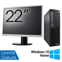 Pachet Calculator LENOVO Thinkcentre M83 SFF, Intel Core i3-4130 3.40GHz, 4GB DDR3, 500GB SATA, DVD-RW + Monitor 22 Inch + Windows 10 Home