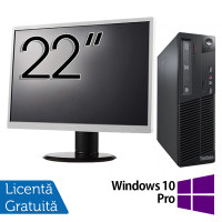 Pachet Calculator LENOVO Thinkcentre M83 SFF, Intel Core i3-4130 3.40GHz, 4GB DDR3, 500GB SATA, DVD-RW + Monitor 22 Inch + Windows 10 Pro