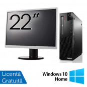 Pachet Calculator Refurbished Lenovo ThinkCentre M83 SFF, Intel Core i3-4130 3.40GHz, 16GB DDR3, 480GB SSD, DVD-ROM + Monitor 22 Inch + Windows 10 Home Pachet Calculator + Monitor