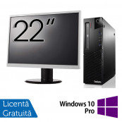Pachet Refurbished Hand Lenovo Thinkcentre M73 SFF, Intel Core i5-4440 3.10GHz, 16GB DDR3, 1TB SSD, DVD-ROM + Monitor 22 Inch + Windows 10 Pro Pachet Calculator + Monitor