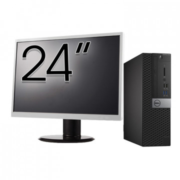 Pachet Calculator Second Hand DELL OptiPlex 5050 SFF, Intel Core i5-6500 3.20GHz, 16GB DDR4, 512GB SSD + Monitor 24 Inch Solutii de lucru pentru acasa sau scoala