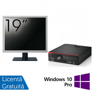 Pachet Calculator Fujitsu Esprimo D756 Desktop, Intel Core i5-6500 3.20GHz, 4GB DDR4, 500GB SATA, DVD-ROM + Monitor 19 Inch + Windows 10 Pro, Refurbished Oferte Pachete IT 1