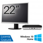 Pachet Calculator HP EliteDesk 800 G3 Mini PC, Intel Core i5-6500T 2.50GHz, 8GB DDR4, 500GB SATA + Monitor 22 Inch + Windows 10 Home, Refurbished Oferte Pachete IT