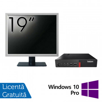 Pachet Calculator Lenovo ThinkCentre M710q Mini PC, Intel Core i5-7400T 2.40GHz, 8GB DDR4, 120GB SSD + Monitor 19 Inch + Windows 10 Pro, Refurbished Oferte Pachete IT 1