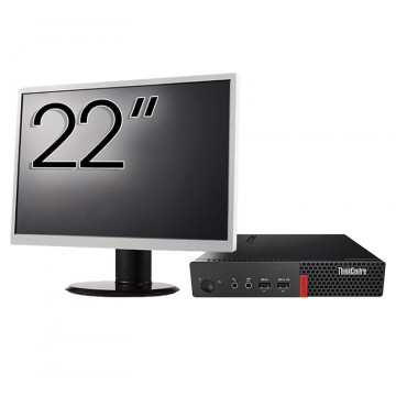 Pachet Calculator Lenovo ThinkCentre M710q Mini PC, Intel Core i5-7400T 2.40GHz, 8GB DDR4, 240GB SSD + Monitor 22 Inch, Second Hand Oferte Pachete IT 1