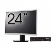 Pachet Calculator Second Hand Lenovo ThinkCentre M720q MiniPC, Intel Core i5-8400T 1.70 - 3.30GHz, 8GB DDR4, 256GB SSD + Monitor 24 Inch Solutii de lucru pentru acasa sau scoala