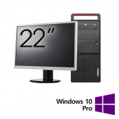 Pachet Calculator Refurbished LENOVO M800 Tower, Intel Core i3-6100 3.70GHz, 8GB DDR4, 500GB HDD, DVD-ROM + Monitor 22 Inch + Windows 10 Pro Solutii de lucru pentru acasa sau scoala